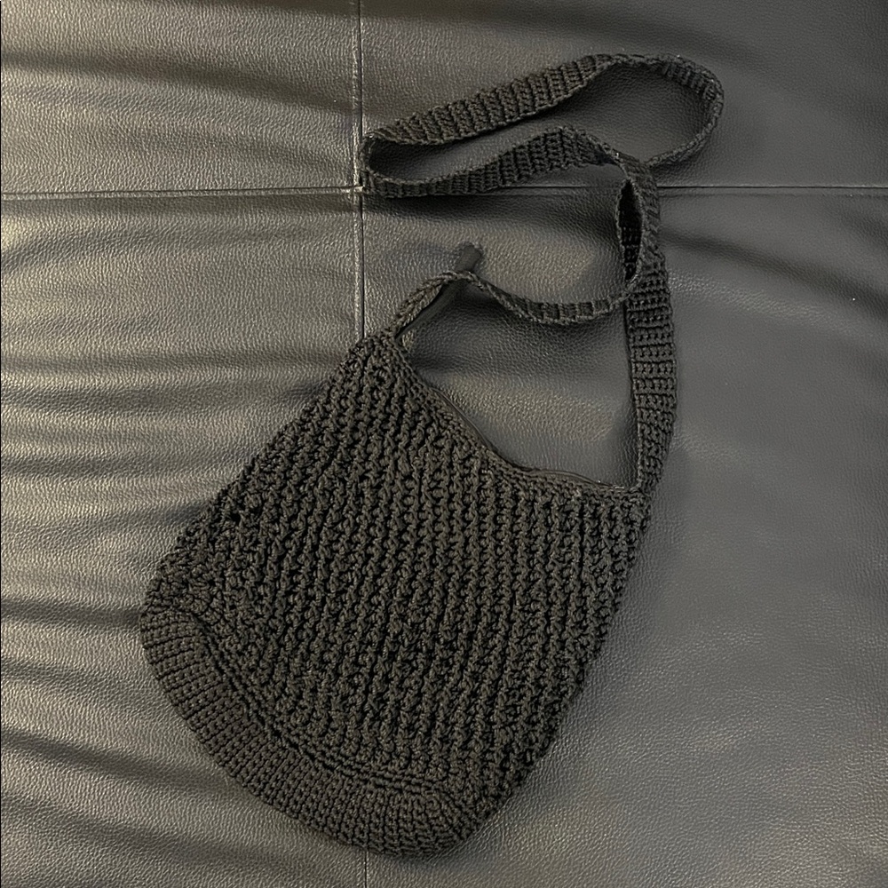 Elegant Black Crochet Shoulder Bag